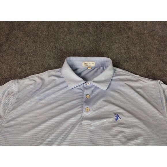 Peter Millar Summer Comfort Polo Men Sz‎ XL Striped Blue White Golf Sportswear - Picture 2 of 7